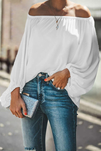 Casual Simplicity Solid Solid Color Off the Shoulder Tops