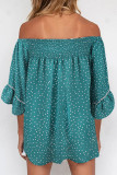 Fashion Street Print Split Joint Off the Shoulder Tops