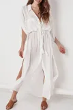 Fashion Vacation Solid Frenulum Swimwears Cover Up