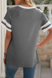 Fashion Casual Solid Split Joint O Neck T-Shirts