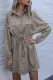 Fashion Street Solid Split Joint Turndown Collar A Line Dresses