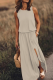 Fashion Casual Solid Patchwork Slit O Neck Waist Skirt Dresses