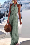 Fashion Bohemian Print Patchwork Halter Pleated Dresses