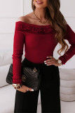 Fashion Sexy Solid Lace Off the Shoulder Tops