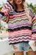Fashion Street Striped Patchwork O Neck Tops