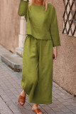 Casual Solid Solid Color O Neck Long Sleeve Two Pieces