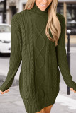 Fashion Casual Solid Patchwork Turtleneck Long Sleeve Dress Dresses