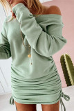 Street Solid Patchwork Frenulum O Neck Pencil Skirt Dresses