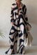 Casual Print Patchwork Turndown Collar Long Sleeve Two Pieces