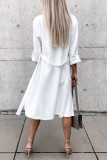 Elegant Solid Solid Color Turn-back Collar Outerwear