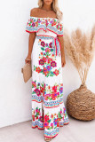Fashion Street Print Split Joint Off the Shoulder A Line Dresses