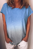 Casual Gradual Change Basic O Neck T-Shirts