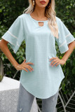 Fashion Simplicity Solid Split Joint O Neck T-Shirts