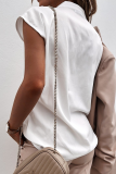 Casual Solid Split Joint V Neck T-Shirts