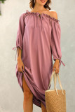 Fashion Street Solid Split Joint Off the Shoulder Straight Dresses