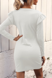 Fashion Elegant Solid Split Joint O Neck Wrapped Skirt Dresses