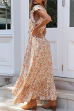 Fashion Street Print Frenulum V Neck Printed Dresses