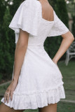 Fashion Street Solid Patchwork Square Collar A Line Dresses
