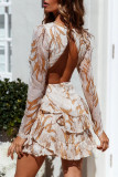 Fashion Casual Print Backless O Neck A Line Dresses