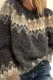 Fashion Print Patchwork O Neck Tops