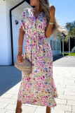 Elegant Floral Frenulum V Neck A Line Dresses