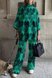 Casual Street Print Printing Half A Turtleneck Three Quarter Two Pieces