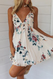 Fashion Street Print Backless V Neck Sling Dresses