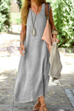 Casual Vacation Solid V Neck Sleeveless Dress Dresses