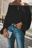 Casual Simplicity Solid Solid Color Off the Shoulder Tops