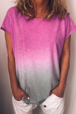 Casual Gradual Change Basic O Neck T-Shirts