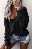 Casual Solid Hollowed Out Patchwork V Neck Tops