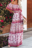 Fashion Street Print Split Joint Off the Shoulder A Line Dresses