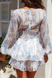 Fashion Elegant Print Frenulum V Neck Rompers