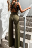 Street Solid Bandage Halter Loose Jumpsuits