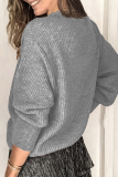 Casual Solid Lace Patchwork Buckle V Neck Tops
