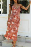 Fashion Sexy Print Split Joint V Neck Waist Skirt Dresses