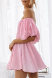 Fashion Elegant Solid Split Joint Fold Off the Shoulder A Line Dresses