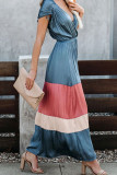 Elegant Solid Split Joint V Neck Dresses