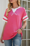 Fashion Casual Solid Split Joint O Neck T-Shirts