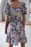 Fashion Casual Print Split Joint Square Collar A Line Dresses