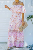 Fashion Street Print Split Joint Off the Shoulder A Line Dresses