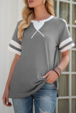 Fashion Casual Solid Split Joint O Neck T-Shirts