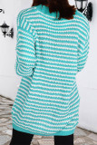 Plaid Striped Patchwork V Neck Long Sleeve Dresses