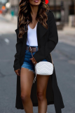 Casual Solid Patchwork Turndown Collar Outerwear