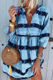 Fashion Street Print Patchwork V Neck Pleated Dresses