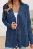 Casual Solid Buttons Solid Color V Neck Tops
