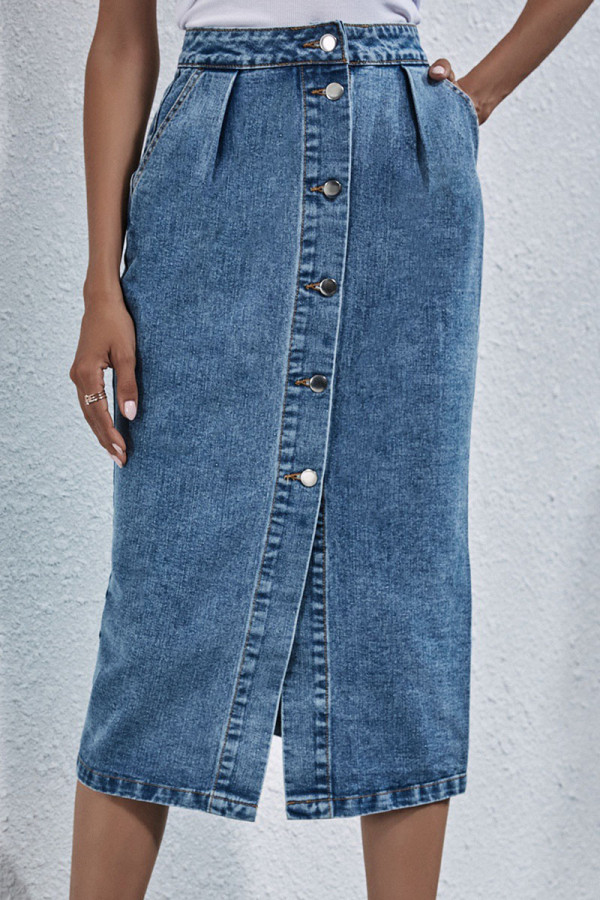 Fashion British Style Solid Split Joint Mid Waist Type A Bottoms