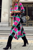 Casual Plaid Print Patchwork Half A Turtleneck Dresses(Without Belt)