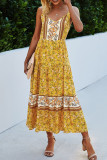 Fashion Street Print Split Joint V Neck A Line Dresses