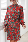 Fashion Elegant Floral Split Joint Frenulum O Neck A Line Dresses